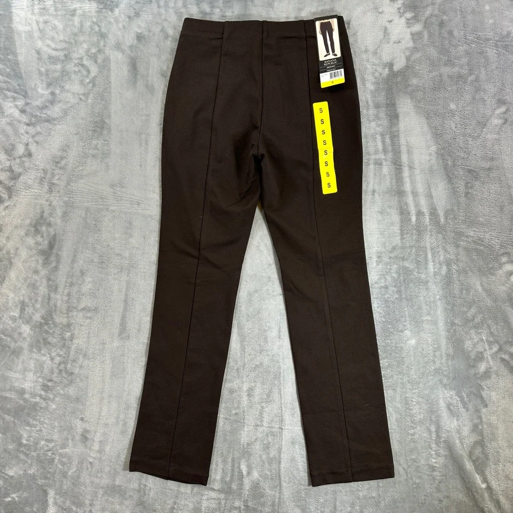 New Banana Republic Ponte Pants Womens Size S Brown Pintuck Slim Leg Pants